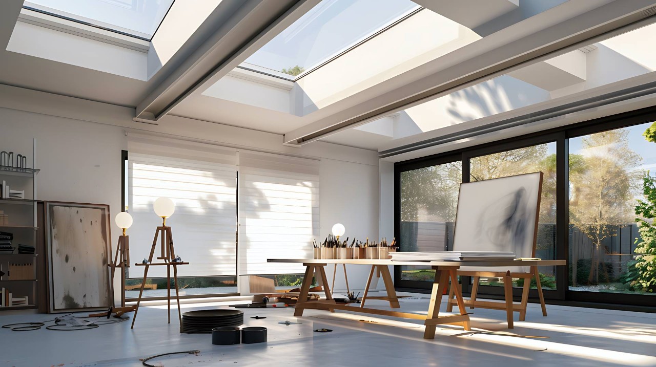 Skylight shades covering skylight windows in a home near Tucson, AZ