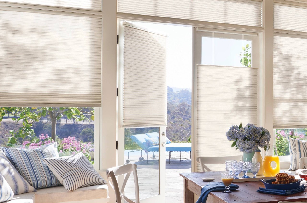 Cellular Shades for a French door in a kitchen near Tucson, AZ